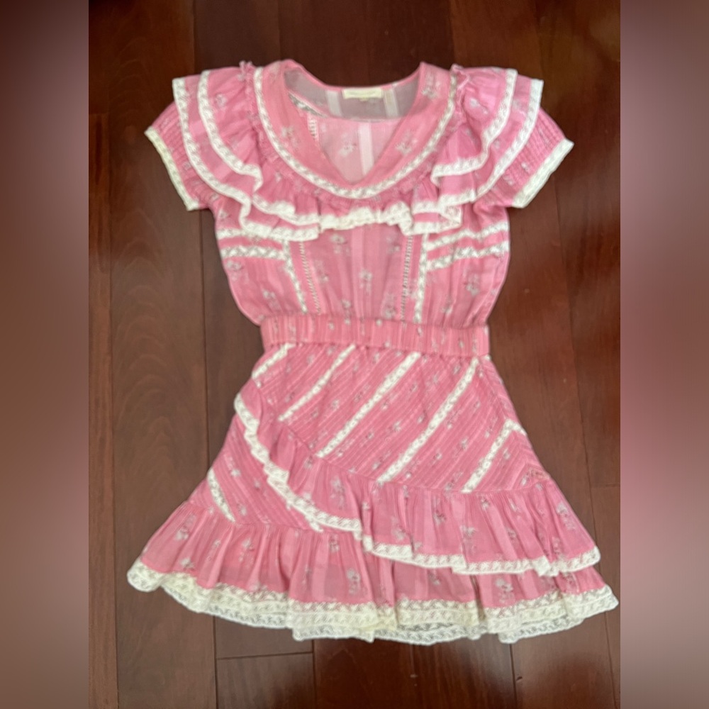 Love Shack Fancy bonita pink ruffle mini dress